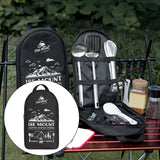 Maxbell Camping Utensils Storage Bag Elastic Straps for Cutlery Set Travel with Pattern Black