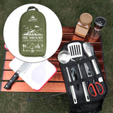 Maxbell Camping Utensils Storage Bag Elastic Straps for Cutlery Set Travel with Pattern Green