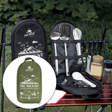 Maxbell Camping Utensils Storage Bag Elastic Straps for Cutlery Set Travel with Pattern Green