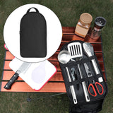 Maxbell Camping Utensils Storage Bag Elastic Straps for Cutlery Set Travel No Pattern Black
