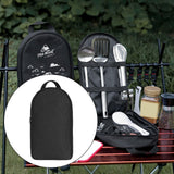 Maxbell Camping Utensils Storage Bag Elastic Straps for Cutlery Set Travel No Pattern Black