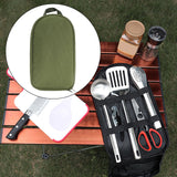 Maxbell Camping Utensils Storage Bag Elastic Straps for Cutlery Set Travel No Pattern Green