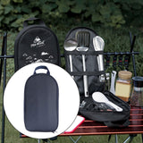 Maxbell Camping Utensils Storage Bag Elastic Straps for Cutlery Set Travel No Pattern Blue