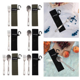 Maxbell Titanium Camping Tableware Durable Ultralight for Backpacking Tableware Fork Green Bag