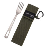 Maxbell Titanium Camping Tableware Durable Ultralight for Backpacking Tableware Fork Green Bag
