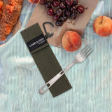 Maxbell Titanium Camping Tableware Durable Ultralight for Backpacking Tableware Fork Green Bag