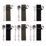 Maxbell Titanium Camping Tableware Durable Ultralight for Backpacking Tableware Fork Green Bag