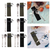 Maxbell Titanium Camping Tableware Durable Ultralight for Backpacking Tableware Fork Green Bag