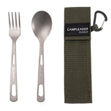 Maxbell Titanium Camping Tableware Durable Ultralight for Backpacking Tableware Spoon Green Bag