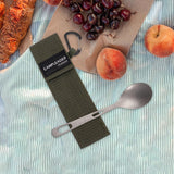 Maxbell Titanium Camping Tableware Durable Ultralight for Backpacking Tableware Spoon Green Bag