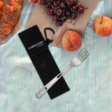 Maxbell Titanium Camping Tableware Durable Ultralight for Backpacking Tableware Fork Black Bag