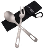Maxbell Titanium Camping Tableware Durable Ultralight for Backpacking Tableware Fork Black Bag