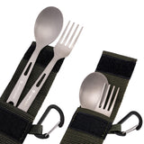 Maxbell Titanium Camping Tableware Durable Ultralight for Backpacking Tableware Fork Spoon Green Bag