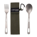 Maxbell Titanium Camping Tableware Durable Ultralight for Backpacking Tableware Fork Spoon Green Bag