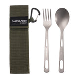 Maxbell Titanium Camping Tableware Durable Ultralight for Backpacking Tableware Fork Spoon Green Bag