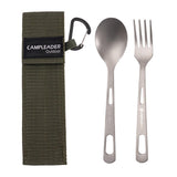 Maxbell Titanium Camping Tableware Durable Ultralight for Backpacking Tableware Fork Spoon Green Bag
