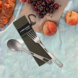 Maxbell Titanium Camping Tableware Durable Ultralight for Backpacking Tableware Fork Spoon Green Bag