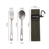 Maxbell Titanium Camping Tableware Durable Ultralight for Backpacking Tableware Fork Spoon Green Bag