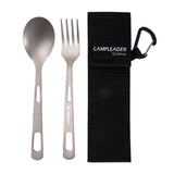 Maxbell Titanium Camping Tableware Durable Ultralight for Backpacking Tableware Fork Spoon Black Bag