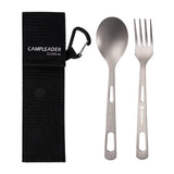 Maxbell Titanium Camping Tableware Durable Ultralight for Backpacking Tableware Fork Spoon Black Bag