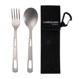 Maxbell Titanium Camping Tableware Durable Ultralight for Backpacking Tableware Fork Spoon Black Bag