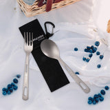 Maxbell Titanium Camping Tableware Durable Ultralight for Backpacking Tableware Fork Spoon Black Bag