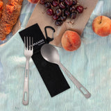 Maxbell Titanium Camping Tableware Durable Ultralight for Backpacking Tableware Fork Spoon Black Bag