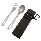 Maxbell Titanium Camping Tableware Durable Ultralight for Backpacking Tableware Fork Spoon Black Bag