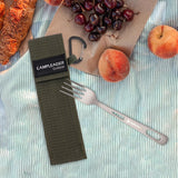 Maxbell Picnic Tableware Storage Bag Reusable with Carabiner Lightweight Portable Green