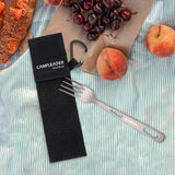 Maxbell Picnic Tableware Storage Bag Reusable with Carabiner Lightweight Portable Black
