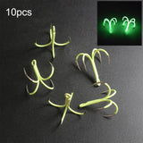 Maxbell 10Pcs Luminous Octopus Fishing Hooks Glow in Dark Saltwater Triple Fish Hook