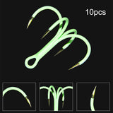 Maxbell 10Pcs Luminous Octopus Fishing Hooks Glow in Dark Saltwater Triple Fish Hook