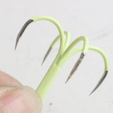 Maxbell 10Pcs Luminous Octopus Fishing Hooks Glow in Dark Saltwater Triple Fish Hook