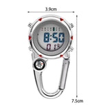 Maxbell Digital Carabiner Watch Clip Unisex Pocket Watch Luminous for Outdoor Sports Red