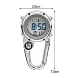 Maxbell Digital Carabiner Watch Clip Unisex Pocket Watch Luminous for Outdoor Sports Blue