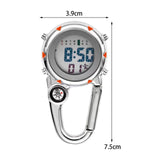 Maxbell Digital Carabiner Watch Clip Unisex Pocket Watch Luminous for Outdoor Sports Orange