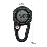 Maxbell Digital Carabiner Watch Clip Unisex Pocket Watch Luminous for Outdoor Sports Black