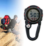 Maxbell Digital Carabiner Watch Clip Unisex Pocket Watch Luminous for Outdoor Sports Black