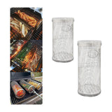 Maxbell Cylinder Barbecue Cooking Grill Grate Kabob Grilling Basket Cooking Tools S