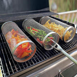 Maxbell Cylinder Barbecue Cooking Grill Grate Kabob Grilling Basket Cooking Tools S