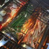 Maxbell Cylinder Barbecue Cooking Grill Grate Kabob Grilling Basket Cooking Tools L