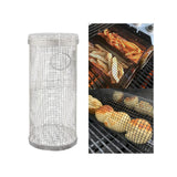 Maxbell Cylinder Barbecue Cooking Grill Grate Kabob Grilling Basket Cooking Tools L