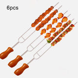 Maxbell 6x Roasting Sticks BBQ Skewers Barbecue Grill Forks for Grilling Outdoor
