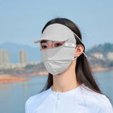 Maxbell Women Face Mask with Hat Brim Summer Breathable for Hiking Traveling Cycling Light Gray