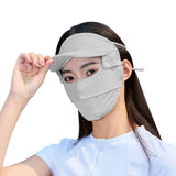 Maxbell Women Face Mask with Hat Brim Summer Breathable for Hiking Traveling Cycling Light Gray