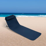 Maxbell Floor Chair with Back Support Beach Folding Cushion Seat for Sporting Events Dark Blue