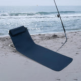 Maxbell Floor Chair with Back Support Beach Folding Cushion Seat for Sporting Events Dark Blue