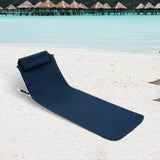 Maxbell Floor Chair with Back Support Beach Folding Cushion Seat for Sporting Events Dark Blue