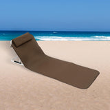 Maxbell Floor Chair with Back Support Beach Folding Cushion Seat for Sporting Events Brown