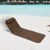 Maxbell Floor Chair with Back Support Beach Folding Cushion Seat for Sporting Events Brown
